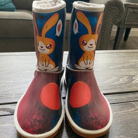 Cute Faux Leather Pull on Bunny Love Boots 38/7.5 NEW 😍 - Picture 1 of 8